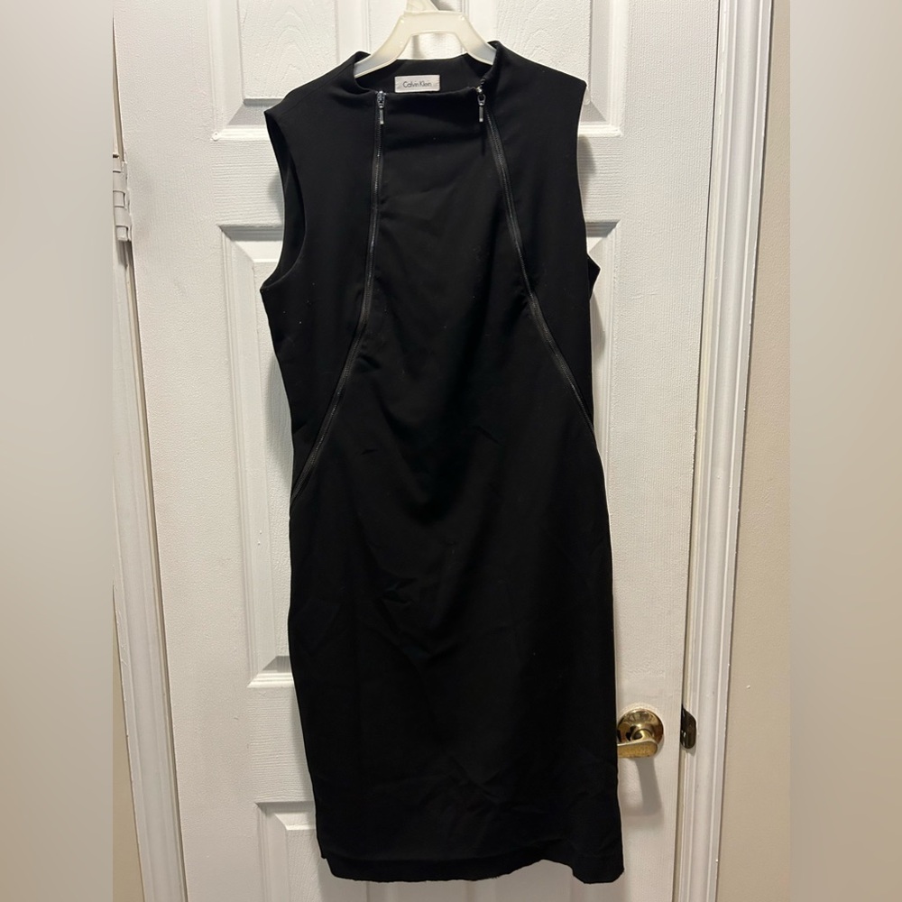 Calvin Klein black dress with zippers